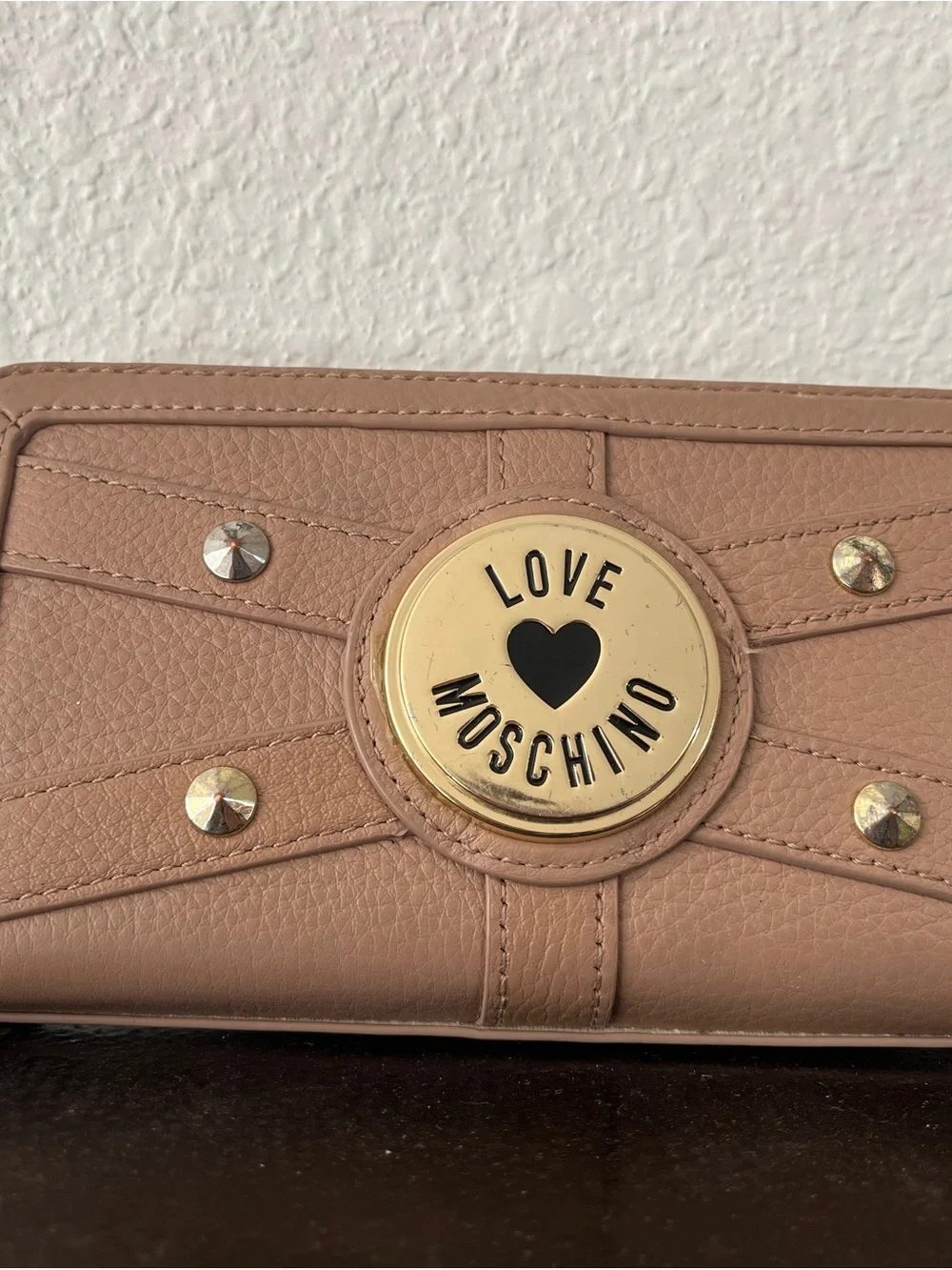 Love Moschino Nude Pink Logo Medallion Wallet